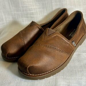 BOBS By Skechers Womens Brown Leather Loafers 7.5
